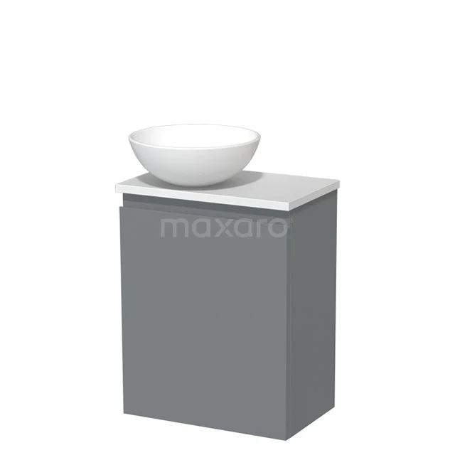 Toilet unit with wash basin | 41 cm Mid grey Handleless front Matte white Ceramic countertop wash basin Matte white worktop TMK10-03510