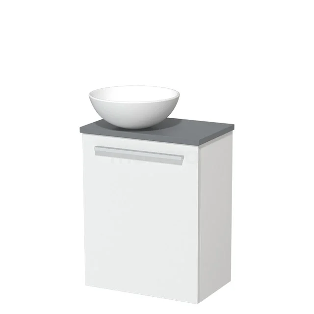 Toilet unit with wash basin | 41 cm Matte white Flat front Matte white Ceramic countertop wash basin Mid grey worktop TMK10-03607