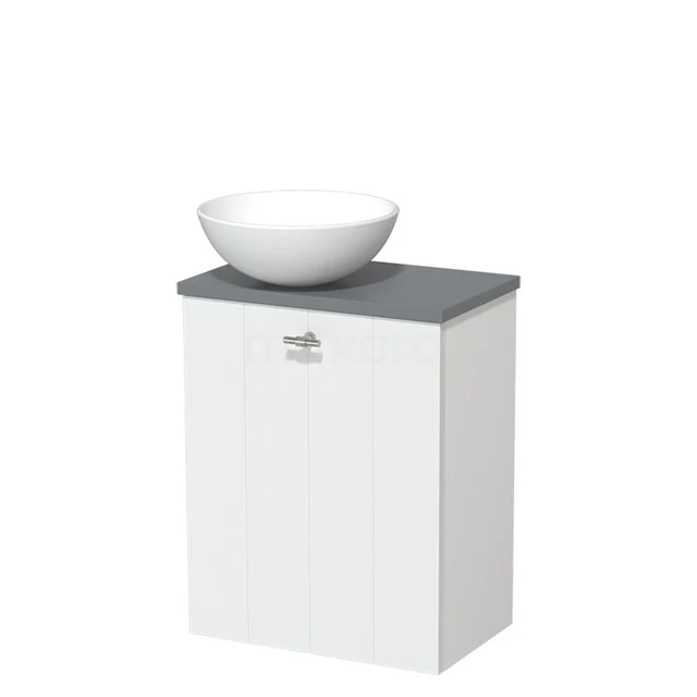 Toilet unit with countertop wash basin | 41 cm Matte white Lamel front Matte white Ceramic countertop wash basin Mid grey worktop TMK10-03608