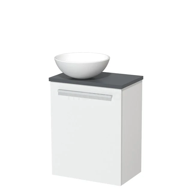 Toilet unit with wash basin | 41 cm Matte white Flat front Matte white Ceramic countertop wash basin Dark grey worktop TMK10-03615