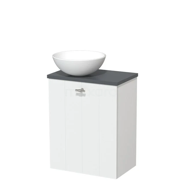 Toilet unit with countertop wash basin | 41 cm Matte white Lamel front Matte white Ceramic countertop wash basin Dark grey worktop TMK10-03616