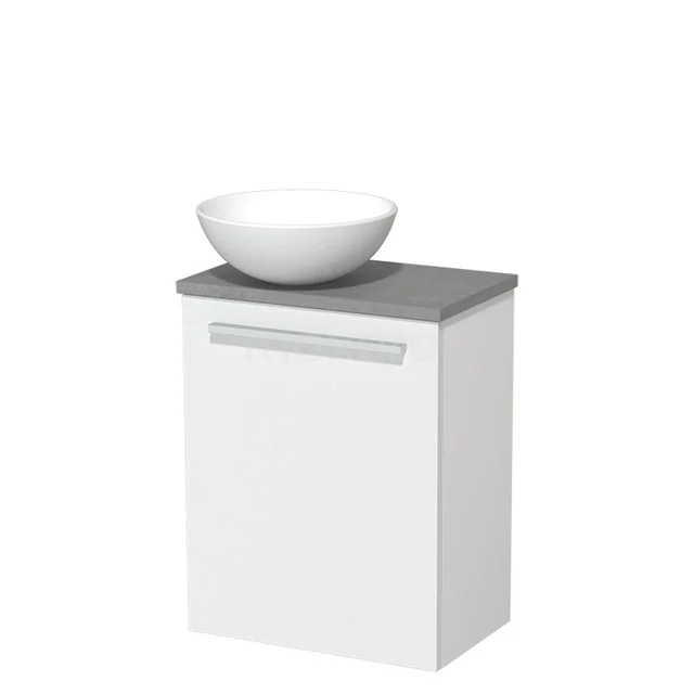 Toilet unit with wash basin | 41 cm Matte white Flat front Matte white Ceramic countertop wash basin Light grey concrete fronts TMK10-03647
