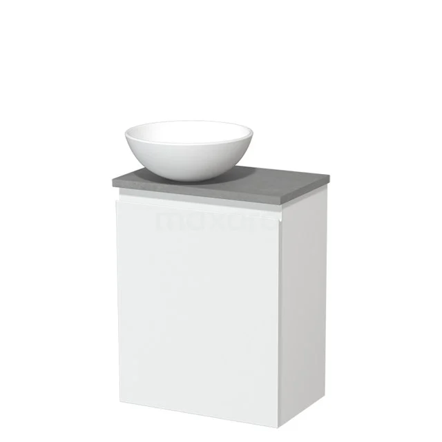 Toilet unit with wash basin | 41 cm Matt white Handleless front Matte white Ceramic countertop wash basin Light grey concrete worktop TMK10-03650