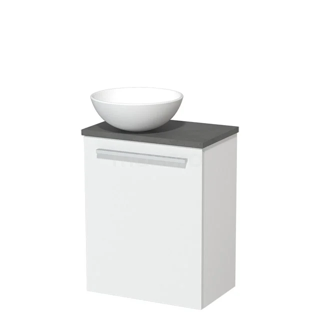 Toilet unit with wash basin | 41 cm Matte white Flat front Matte white Ceramic countertop wash basin Dark grey concrete worktop TMK10-03651