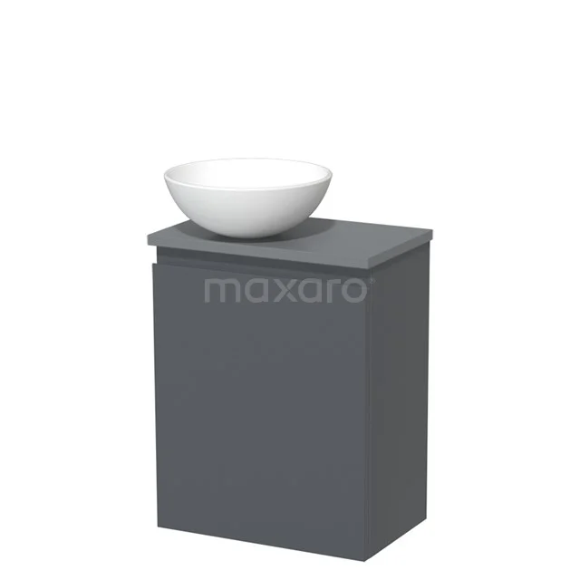 Toilet unit with wash basin | 41 cm Dark grey Handleless front Matte white Ceramic countertop wash basin Mid grey worktop TMK10-03661