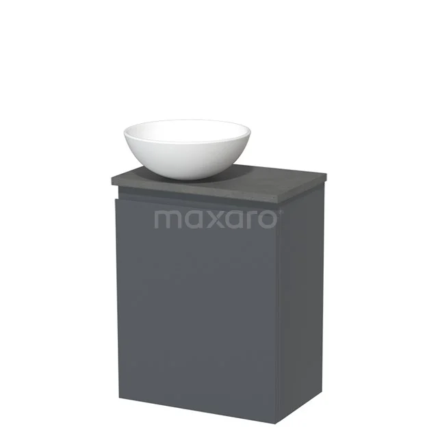 Toilet unit with countertop wash basin | 41 cm Dark grey Handleless front Matte white Ceramic basin Dark grey concrete worktop TMK10-03705