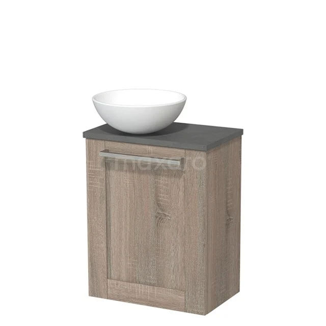 Countertop wash basin | 41 cm Oak Front Matte white Ceramic basin Dark grey concrete Fronts TMK10-03784