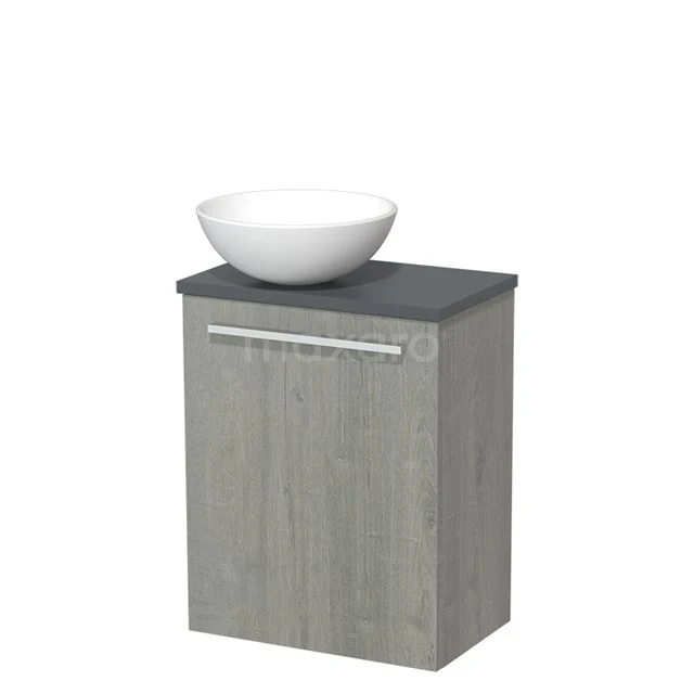 Wooden bathroom unit Grey with black top and white vanity units for countertop wash basin, sleek design for modern bathrooms.