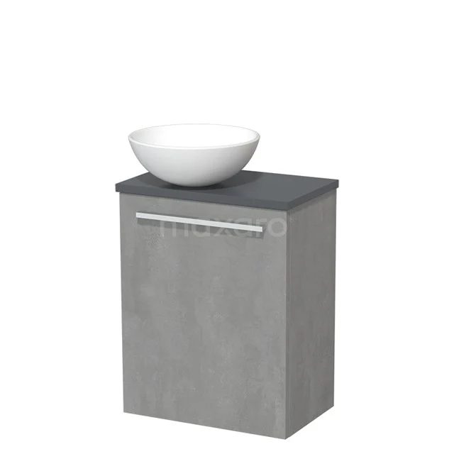 Toilet unit with wash basin | 41 cm Light grey concrete Flat front Matte white Ceramic wash basin Dark grey concrete worktop TMK10-03919