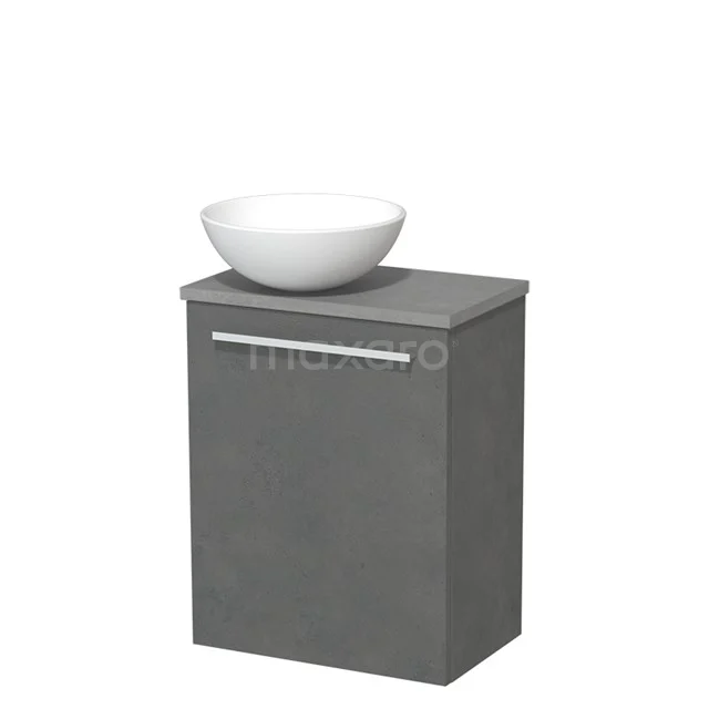 Toilet unit with wash basin | 41 cm Dark grey concrete Flat front Matte white Ceramic countertop wash basin Light grey concrete worktop TMK10-03940