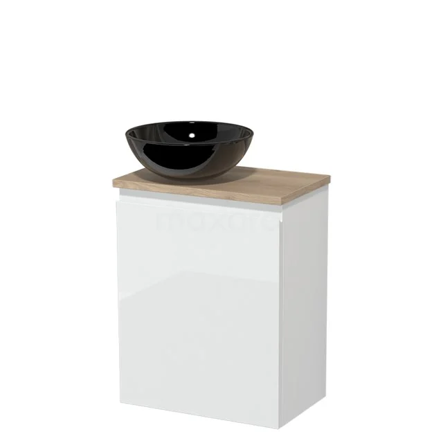 Toiletmeubel met Waskom Keramiek Modulo Hoogglans Wit Greeploos 41 cm Lichtbruin Eiken Blad TMK10-04075