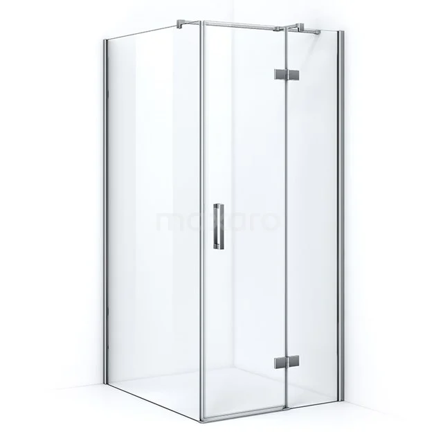 Pearl Shower cabin | 110x80 cm Chrome Clear glass Pivot door Rectangle CPB1153320C Glass shower enclosure with silver frame, modern corner unit and pivot door, perfect for a stylish bathroom.