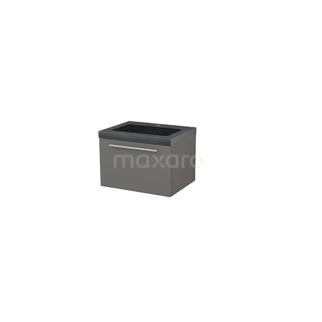 Badkamermeubel 60cm Modulo+ Basalt 1 Lade Vlak Wastafel Natuursteen Graniet BMP001079