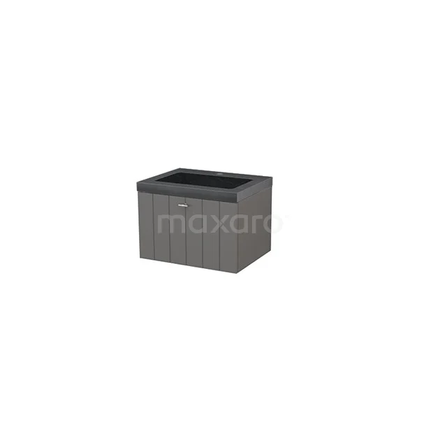 Badkamermeubel 60cm Modulo+ Basalt 1 Lade Lamel Wastafel Natuursteen Graniet BMP001088