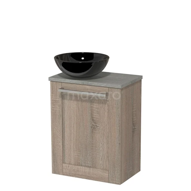 Toilet unit with countertop wash basin | 41 cm Oak Front High-gloss black Ceramic worktop Grey oak worktop TMK10-04274