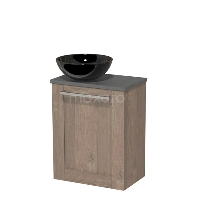 Toiletmeubel met Waskom Keramiek Modulo Middenbruin Eiken Kader 41 cm Donkergrijs Beton Blad TMK10-04356