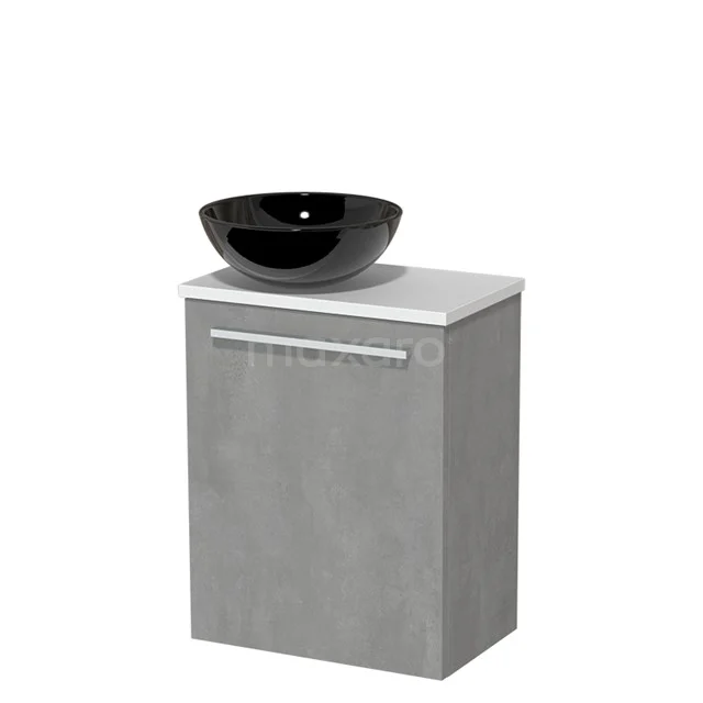 Toiletmeubel met Waskom Keramiek Modulo Lichtgrijs Beton Vlak 41 cm Mat Wit Blad TMK10-04412