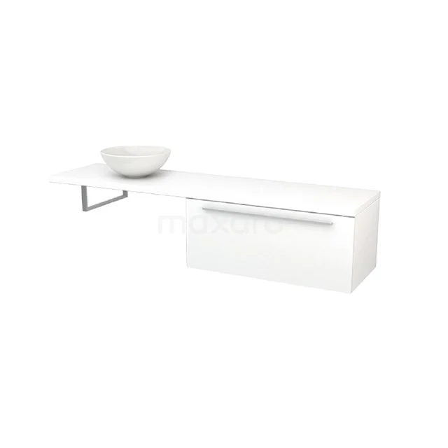 Modulo Plato Badkamermeubel voor waskom | 180 cm Hoogglans wit Vlak front Hoogglans wit blad 1 lade BMKSPC-00010