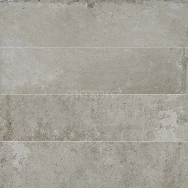 Graue keramische Badezimmerfliese in Holzoptik, längliches Format, mit leichter Textur für ein modernes und natürliches Erscheinungsbild.