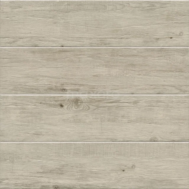 Holzoptik Badezimmerfliese in hellem Beige-Ton, keramisches Material mit natürlicher Holzmaserung, geeignet für Boden und Wand.