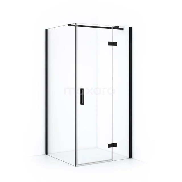 Shower enclosure with black aluminium profiles, corner model, modern design ideal for stylish bathroom decoration.