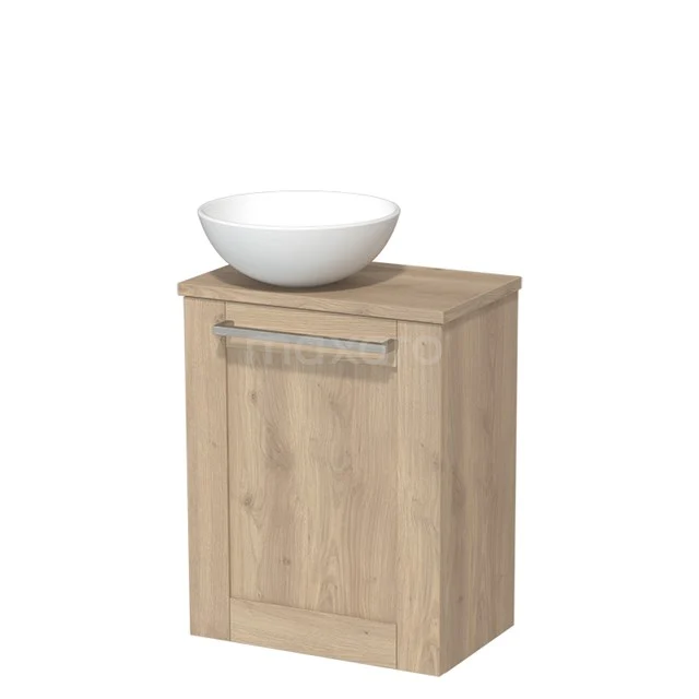 Toilet unit with wash basin | 41 cm Light brown oak Frame Front Matte white Ceramic countertop wash basin Light brown oak worktop TMK10-06951