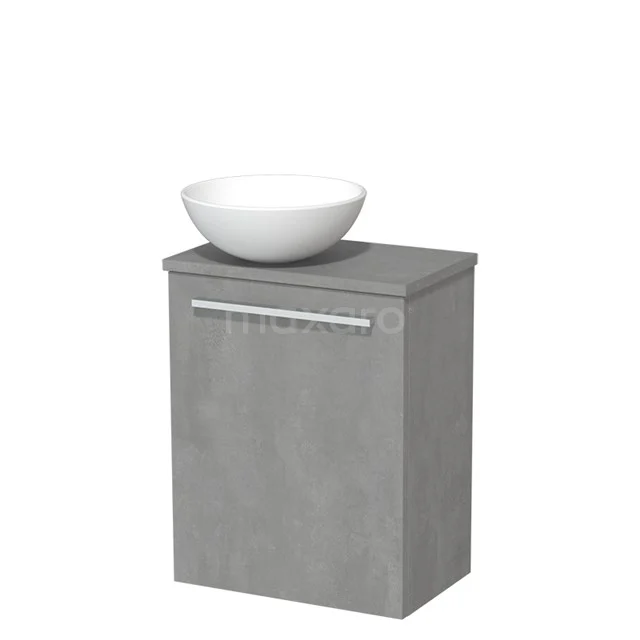 Toilet unit with wash basin | 41 cm Flat front Flat front Matte white Ceramic countertop wash basin Light grey concrete fronts TMK10-06958