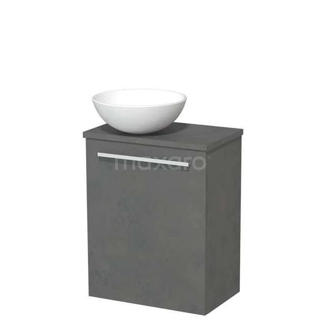 Toilet unit with wash basin | 41 cm Dark grey concrete Flat front Matte white Ceramic wash basin Dark grey concrete worktop TMK10-06959