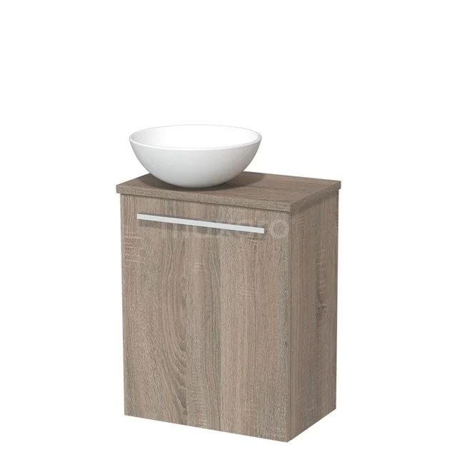 Toilet unit with wash basin | 41 cm Matte black Flat front Matte white Ceramic countertop wash basin Ceramic worktop Oak oak worktop TMK10-06976