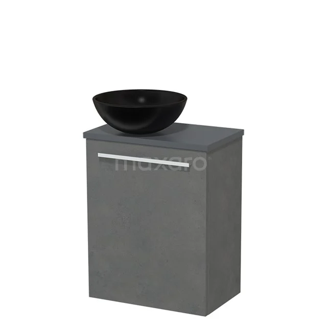 Toilet unit with wash basin | 41 cm Dark grey concrete Flat front Matte black Ceramic countertop wash basin Dark grey concrete worktop TMK10-03438