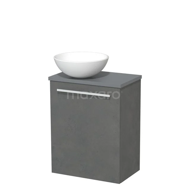 Toilet unit with wash basin | 41 cm Dark grey concrete Flat front Matte white Ceramic basin Mid grey concrete worktop TMK10-03929