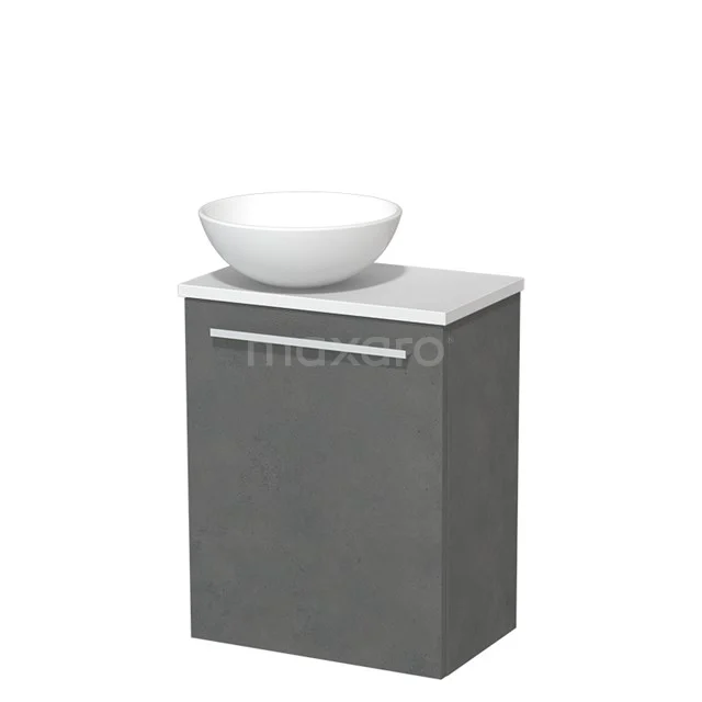 Toilet unit with wash basin | 41 cm Dark grey concrete Flat front Matte white Ceramic basin Matte white worktop TMK10-03931