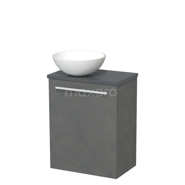 Toilet unit with wash basin | 41 cm Dark grey concrete Flat front Matte white Ceramic basin Dark grey concrete worktop TMK10-03932
