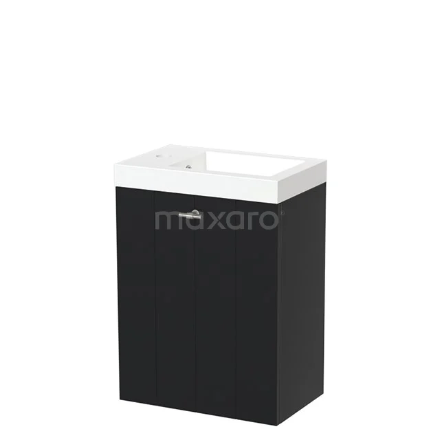 Modulo Pico Toiletmeubel met wastafel | 40 cm Mat zwart Lamel front Mineraalmarmer TMW10-00268