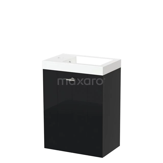Toiletmeubel met Wastafel Mineraalmarmer Glanzend Modulo Hoogglans Zwart 40 cm TMW10-00276