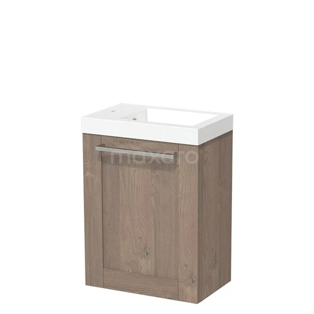 Modulo Pico Toiletmeubel met wastafel | 40 cm Middenbruin eiken Kader front Mineraalmarmer TMW10-00284