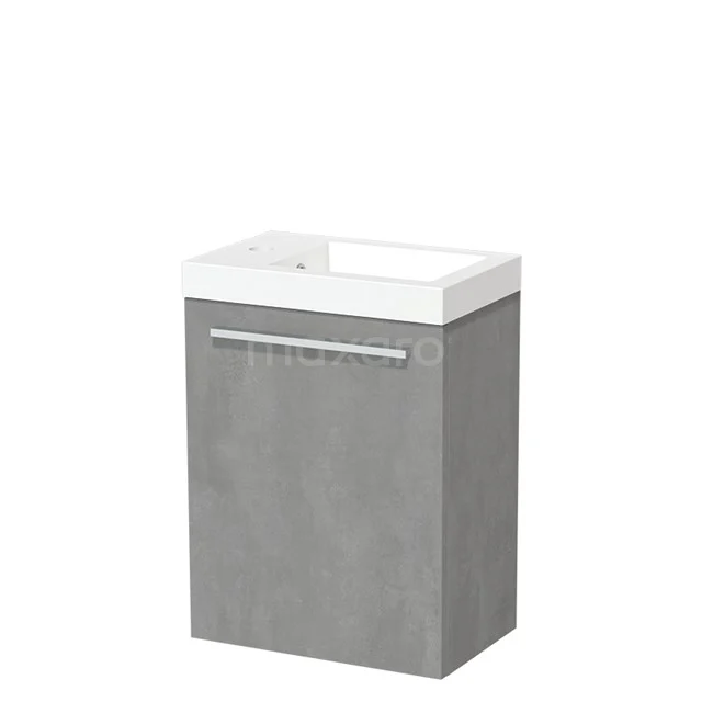 Modulo Pico WC-Möbel mit Waschbecken | 40 cm hellgrauer Beton glatte Front Mineralguss TMW10-00289 Kompakter grauer Waschbeckenunterschrank mit Betonlook und weißem keramischen Waschbecken, ideal für moderne Badezimmergestaltung.