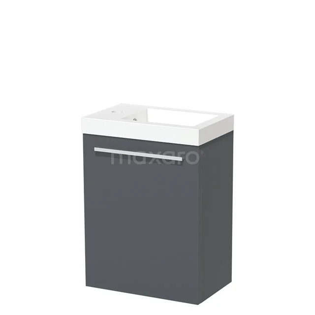 Modulo Pico WC-Möbel mit Waschbecken | 40 cm Dunkelgrau Front glatter Mineralguss TMW10-00299 Grauer Waschbeckenunterschrank mit weißem Aufsatzwaschbecken, modernes Design, ideal als kompaktes Badmöbel für moderne Interieurs.
