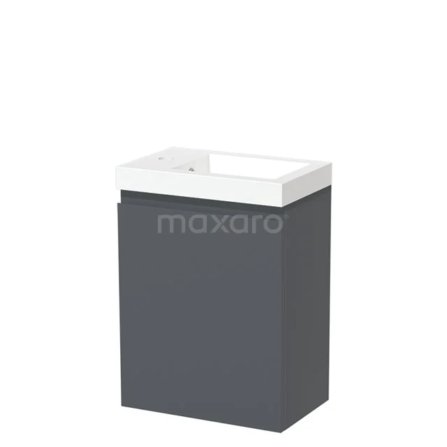 Modulo Pico WC-Möbel mit Waschbecken | 40 cm Dunkelgrau Grifflose Front Mineralguss TMW10-00302 Grauer Badschrank mit eingebautem weißen Waschbecken, schlankes modernes Design, ideal für kompakte Bäder.