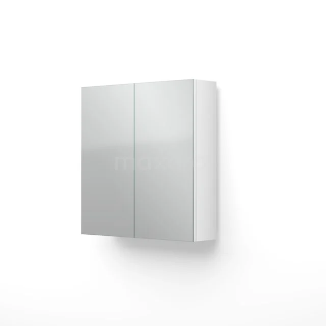 Spiegelschrank Lato 60x62cm Hochglanz Weiß 2 Türen K01-0600-40400 Weißer Badschrank mit Spiegeltüren, modernes Design, Wandmontage und sauber verarbeitet, ideal für zusätzlichen Stauraum.