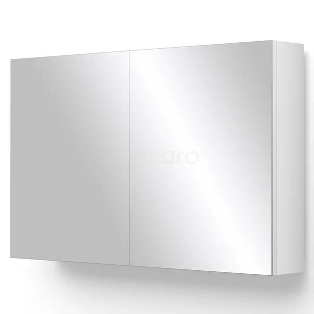 Weiße Badezimmer Spiegelschrank mit doppelten Spiegeltüren, schlankes Design, ideal für Stauraum in modernen Bäder.