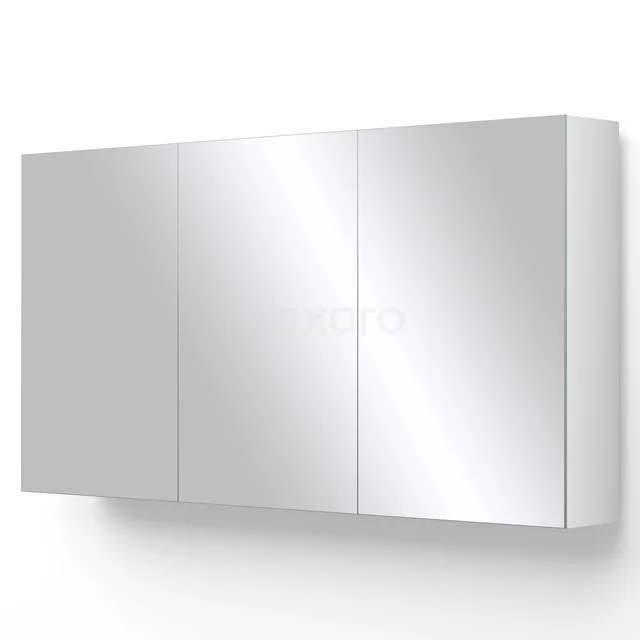 Spiegelschrank Lato 120x62cm Hochglanz Weiß 3 Türen K01-1200-40402 Weißer Badschrank mit drei Spiegeltüren, modernes Design, geeignet für Stauraum und Spiegelgebrauch im Badezimmer.