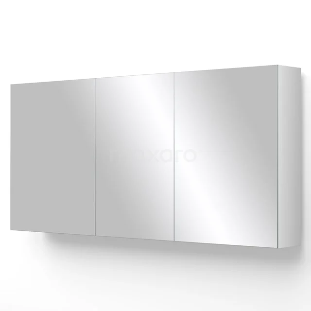 Spiegelschrank Lato 135x62cm Hochglanz Weiß 3 Türen K01-1350-40402 Modern Badschrank mit Spiegeltüren, weiß mit klarem Design, ideal für Stauraum im Badezimmer.