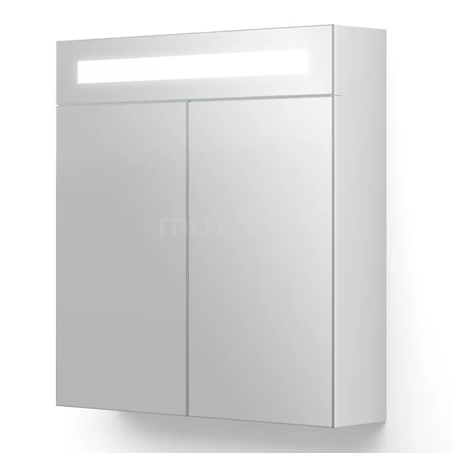Mirror cabinet with lighting Filo 60x62.5cm High-gloss white K31-0600-40410 White bathroom cabinet with LED lighting, double mirrored doors and sleek design, perfect for modern bathroom storage.
