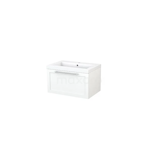 White bathroom unit with basin, minimalist design, soft-close drawer, perfect for modern bathroom design.