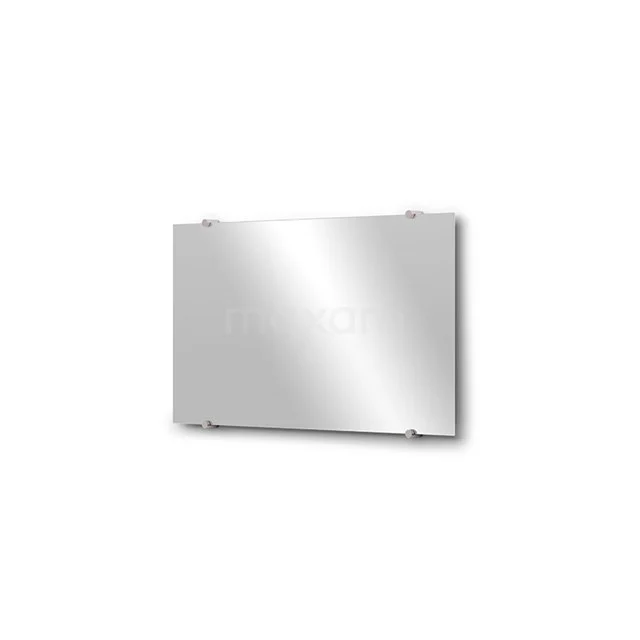 Badezimmerspiegel Solo 70x40cm Spiegelhalter Rund Edelstahl M01-040720BR Rechteckiger Wandspiegel mit silbernem Rand, ideal als stilvoller Badezimmerspiegel.