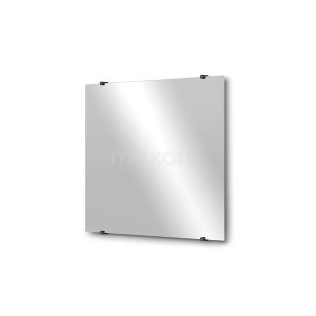 Bathroom mirror Solo 70x60cm Mirror holders Round Black chrome M01-060720BC