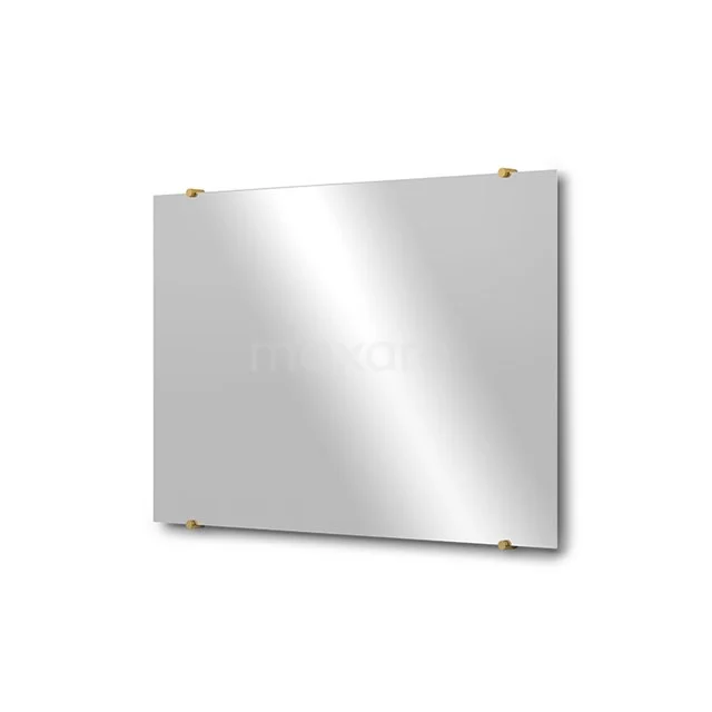 Badezimmerspiegel Solo 90x60cm Spiegelhalter Rund Gold M01-090620GG Rechteckiger Spiegel mit metallischen Befestigungen, ideal als modernes Badezimmeraccessoire.