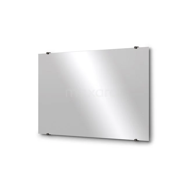 Rechteckiger Badezimmerspiegel mit abgerundeten Ecken, Klarglas und schlanker Befestigung für einen modernen Badezimmerstil.