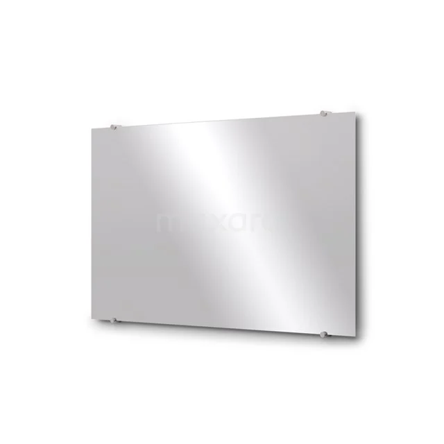 Badezimmerspiegel Solo 100x60cm Spiegelhalter Rund Edelstahl M01-100620BR Rechteckiger Badezimmerspiegel mit silbernen Rändern, modernem Design und kratzfestem Glas. Perfekt für Stil im Badezimmer.